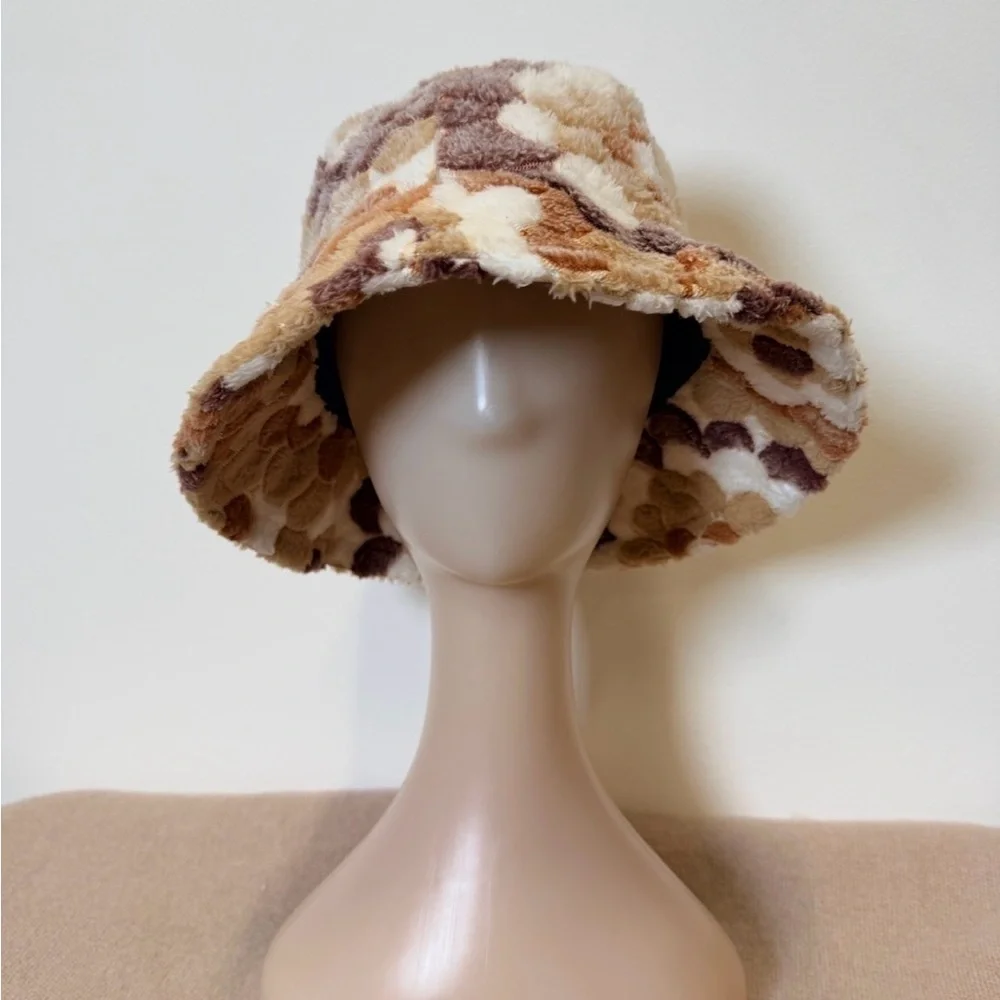 Brown and Cream Patterned Women's Bucket Hat - Picture 2 of 3